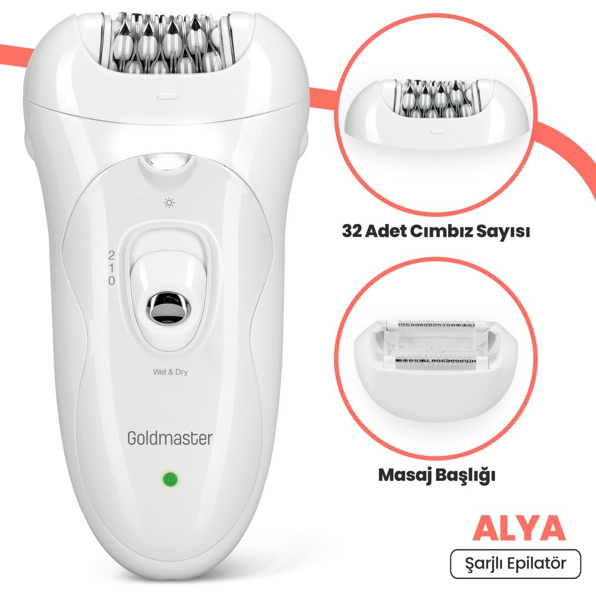 GOLDMASTER ALYA GM-8136 ŞARJLI EPİLASYON CİHAZI