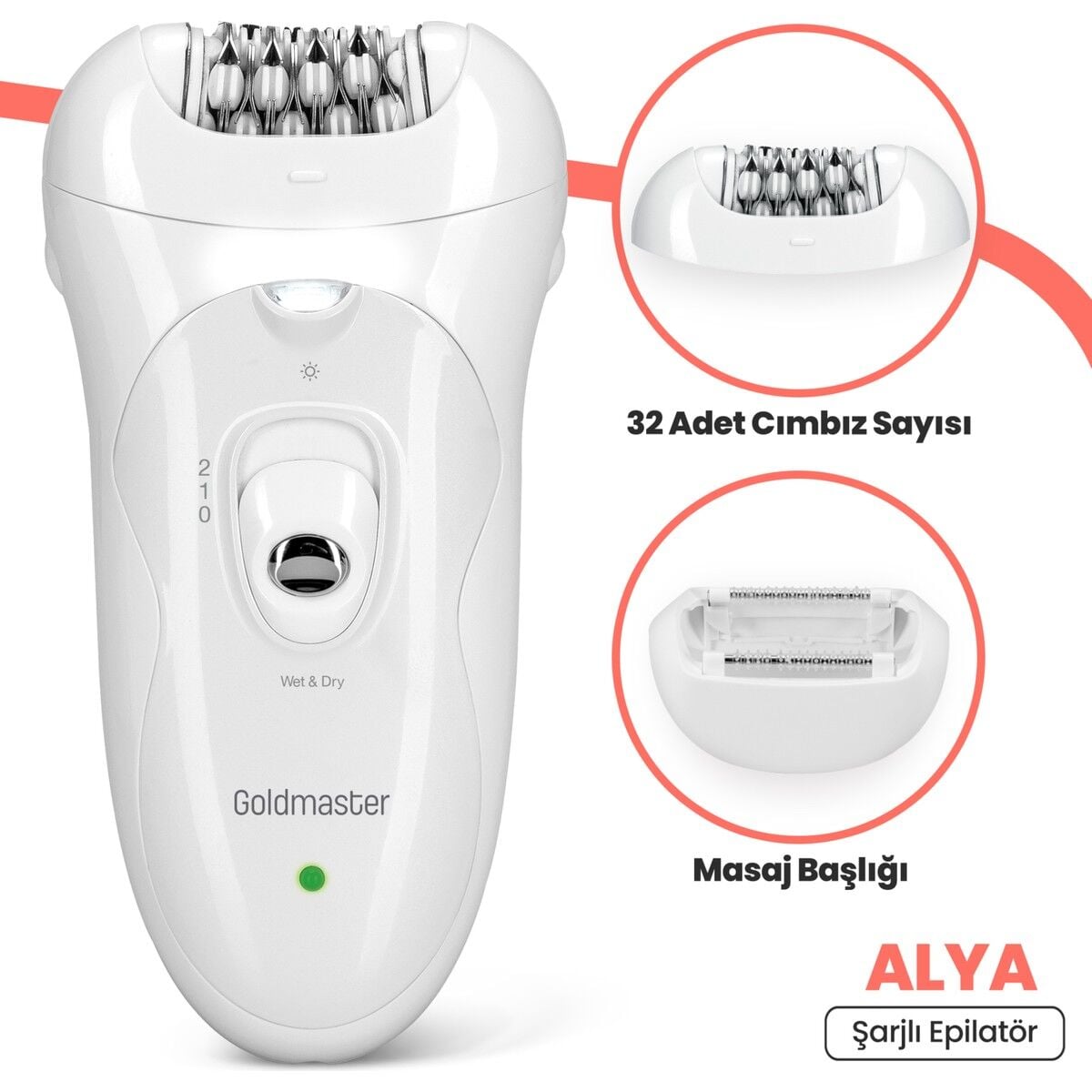 GOLDMASTER ALYA GM-8136 ŞARJLI EPİLASYON CİHAZI