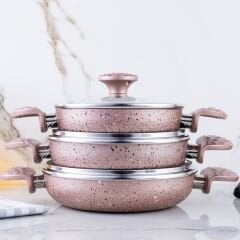 Meşeler Granit 3’lü Omlet Set -Rose