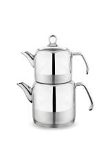 Schafer Ada 4parça Metal Kulplu Çaydanlık Küçük Boy İnox