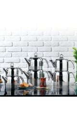 Schafer Ada 4parça Metal Kulplu Çaydanlık Küçük Boy İnox