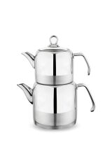 Schafer Ada 4 Parça Inox Orta Boy Metal Çaydanlık Takımı