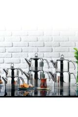 Schafer Ada 4 Parça Inox Orta Boy Metal Çaydanlık Takımı