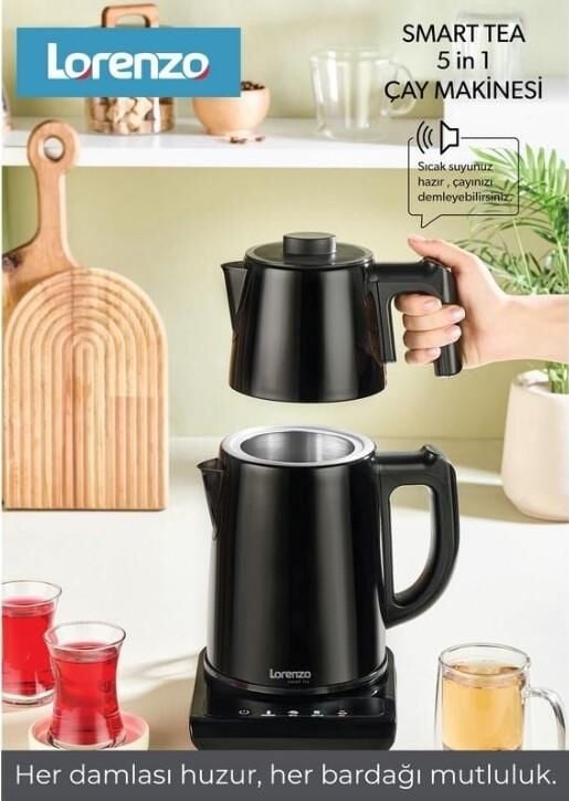 LORENZO SMART TEA 5 in 1 KONUŞAN ÇAY MAKİNESİ SİYAH