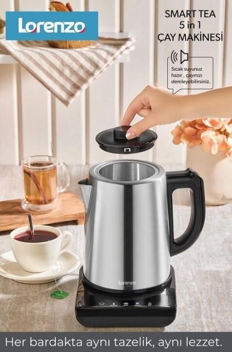 LORENZO SMART TEA 5 in 1 KONUŞAN ÇAY MAKİNESİ İNOX