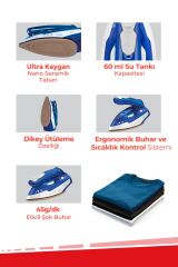 Evia Holiday EA-4603 Şok Buharlı Katlanabilir Dikey Ütüleme Özellikli Seyahat Ütüsü