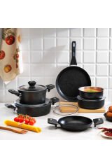 SCHAFER ROCK STONE TENCERE SETİ 10 PRÇ (SİYAH)