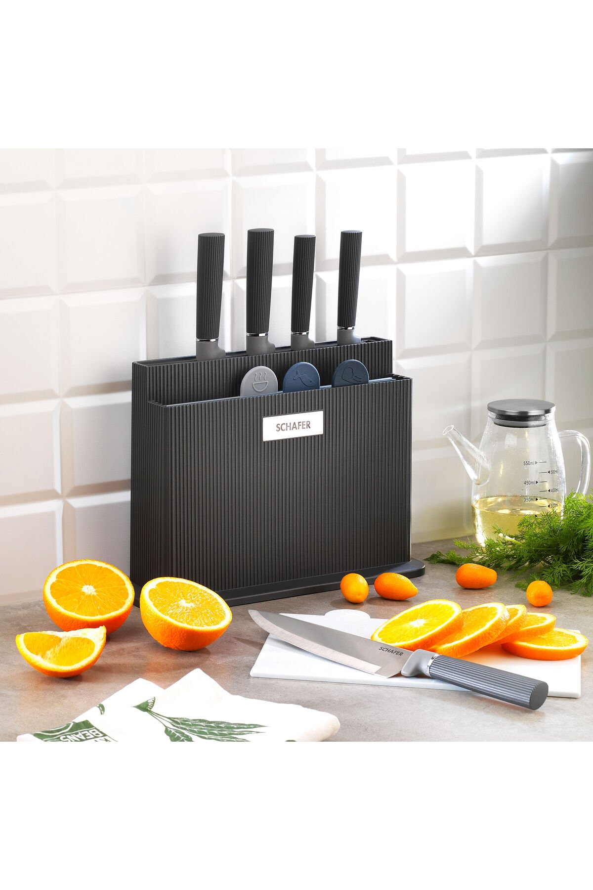 SCHAFER FORGE KESME TAHTASI /BIÇAK SETİ 10 PRÇ (SİYAH)