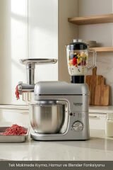 LORENZO MULTICHEF 3 İN 1 HAMUR YOĞURMA BLENDER ET KIYMA MAKİNESİ SİLVER