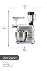 LORENZO MULTICHEF 3 İN 1 HAMUR YOĞURMA BLENDER ET KIYMA MAKİNESİ SİLVER