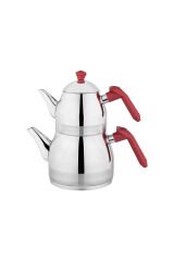 Schafer Luz Orta Boy Çelik Çaydanlık Takımı 3 Parça-Kırmızı