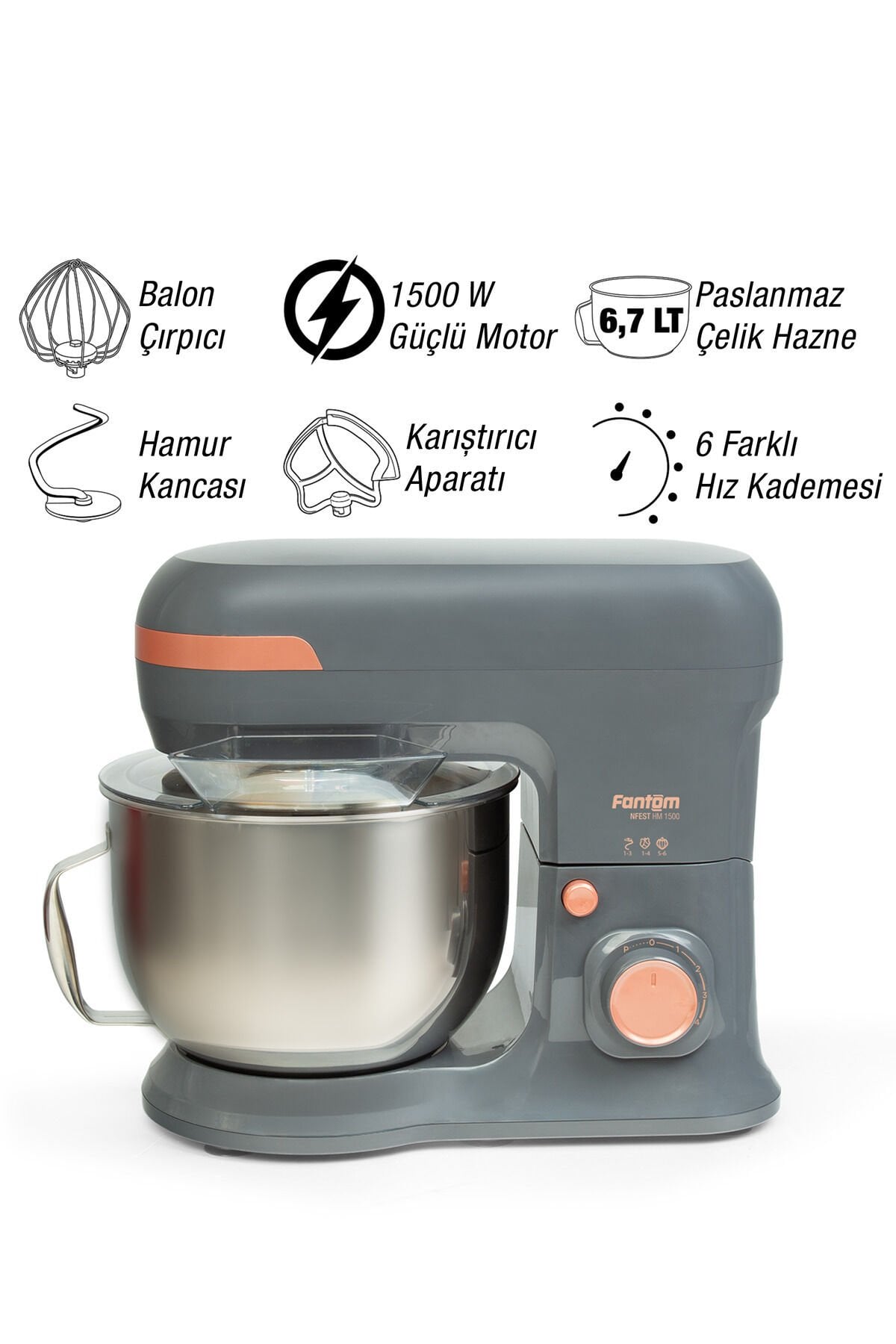 Fantom HM1500 Stand Mixer Antrasit