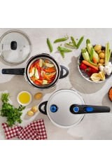 Schafer Gusto Chef 2'li Düdüklü Tencere Seti 4+7L 4 Parça İnox
