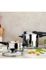 Schafer Gusto Chef 2'li Düdüklü Tencere Seti 4+7L 4 Parça İnox