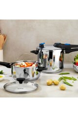 Schafer Gusto Chef 2'li Düdüklü Tencere Seti 4+7L 4 Parça İnox
