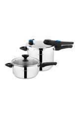 Schafer Gusto Chef 2'li Düdüklü Tencere Seti 4+7L 4 Parça İnox