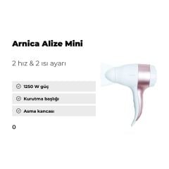 ARNİCA ALİZE MİNİ SAÇ KURUTMA MAKİNESİ BEYAZ ROSE KB41221