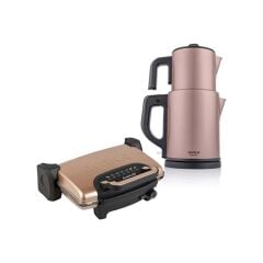 ARNİCA 2Lİ ÖZEL PAKET AYVALIK STİL ROSE TOST MAKİNASI DEMLİ XL ÇAYCI HEDİYELİ