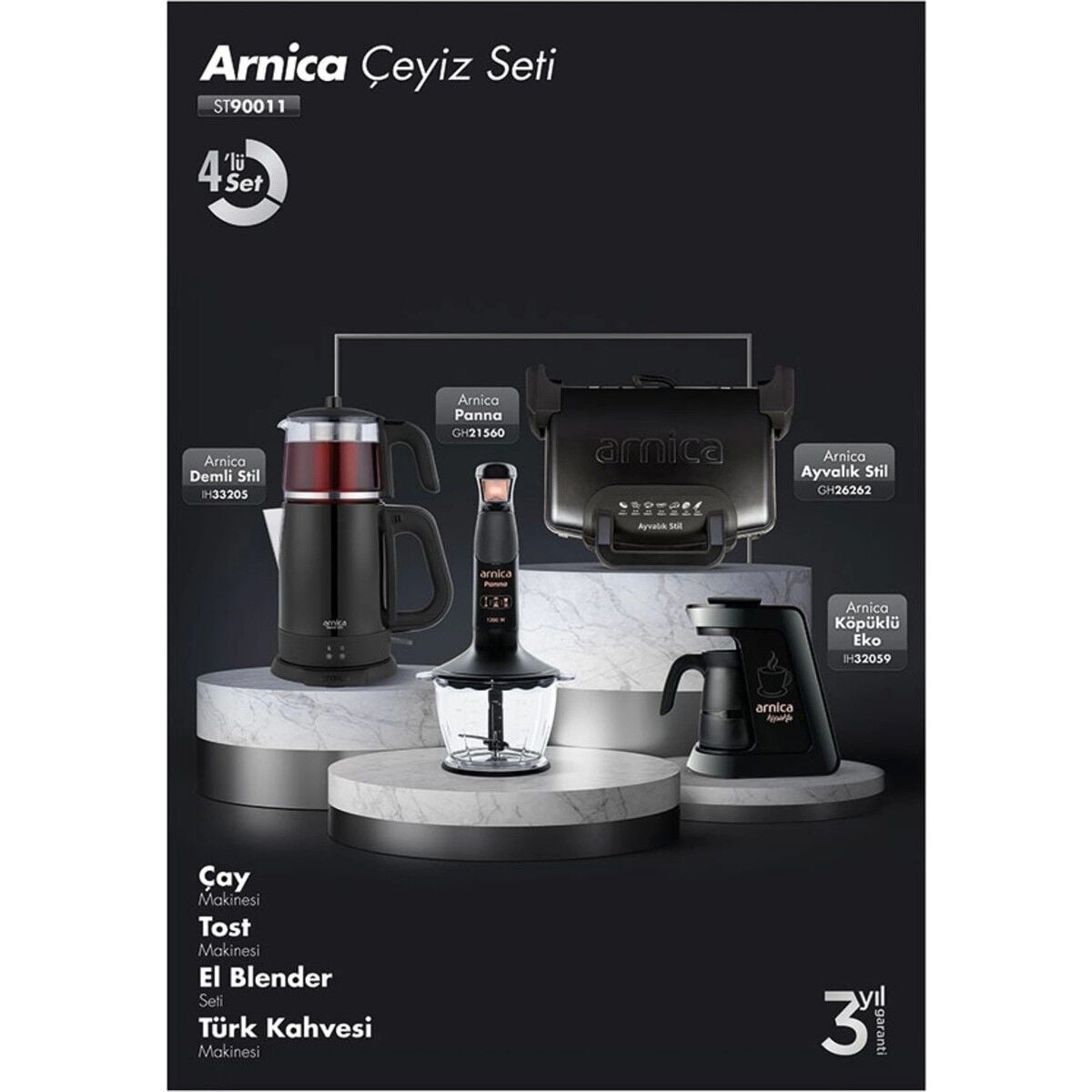 ARNİCA 4'LÜ SİYAH İNCİ PLUS ÇEYİZ SETİ ST90029