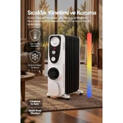 LUXELL LUX11-FB-BW SİYAH BEYAZ 11 DİLİM YAĞLI RADYATÖR