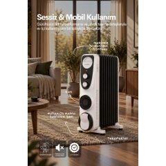 LUXELL LUX11-FB-BW SİYAH BEYAZ 11 DİLİM YAĞLI RADYATÖR