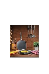 Schafer Kare Double Grıll Pan 34 cm Kare Çift Taraflı Tava