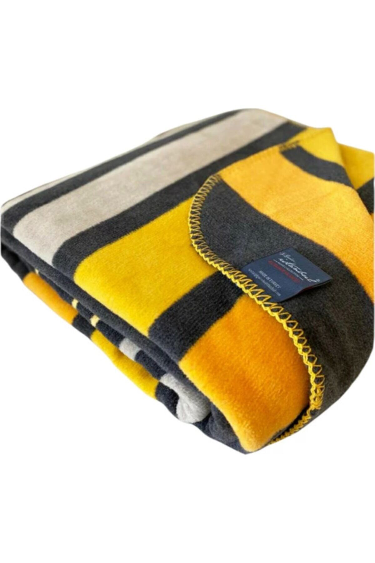 İyi Geceler İstanbul In Line Tek Kişilik Pamuk Battaniye-Sarı